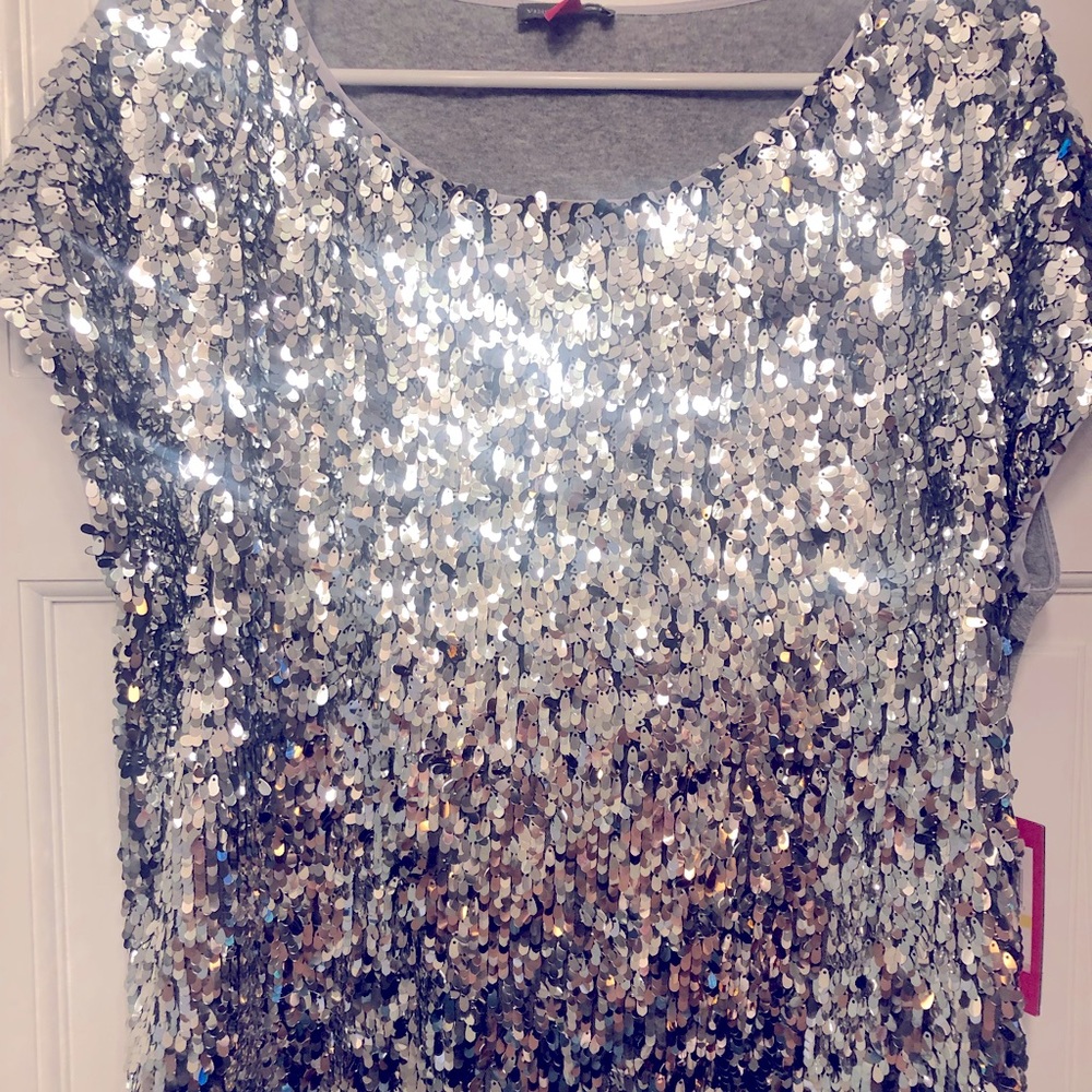Silver sequin Vince Camuto blouse